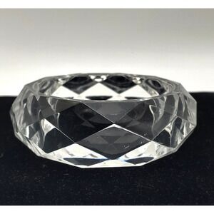 Clear Acrylic Bangle Bracelet Faceted 1970s Chunky Lucite Layered Stackable Vtg‎